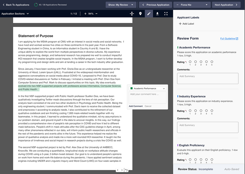 Note-taking and annotations screen