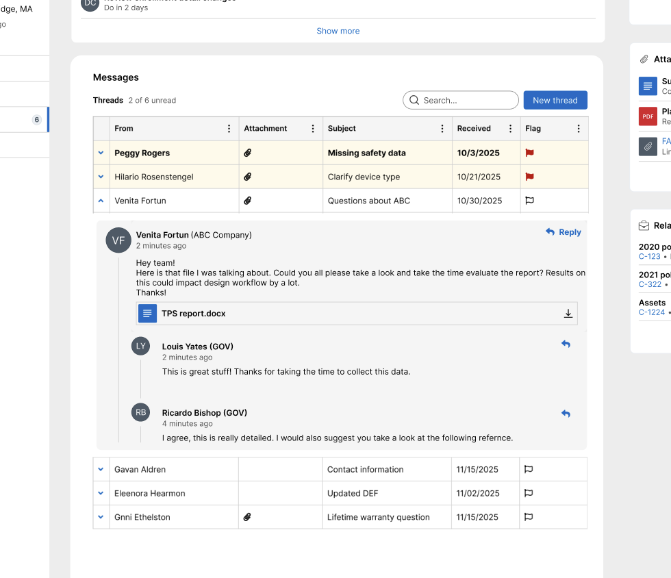 Mail inbox view